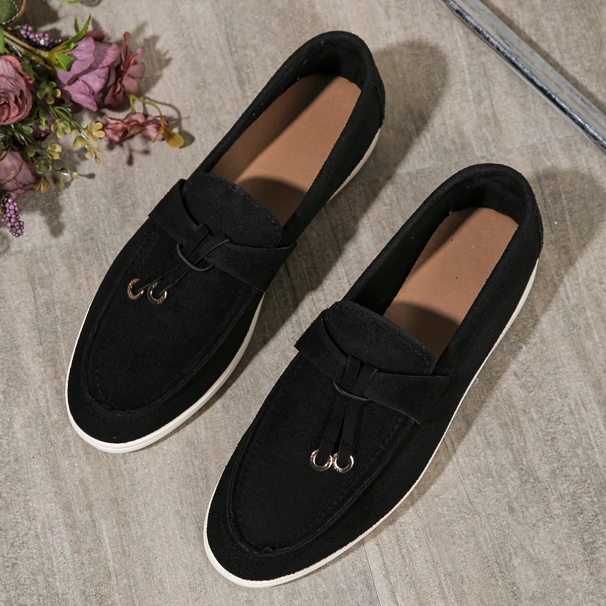 New Lefu Shoes Women's Soft Leather Retro Lazy Man Step on Thick Sole Flat Bottom Comfortable Single Shoe
